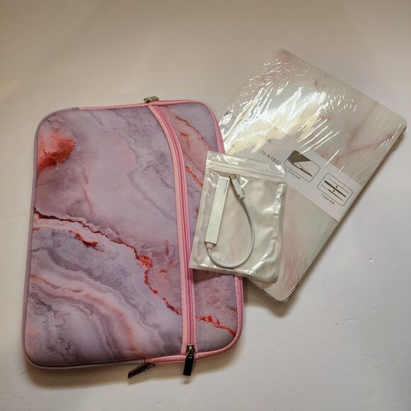 Universal Neoprene Carrying Case Pink Marble 13in Notebook Laptop Hard Shell - Picture 1 of 12